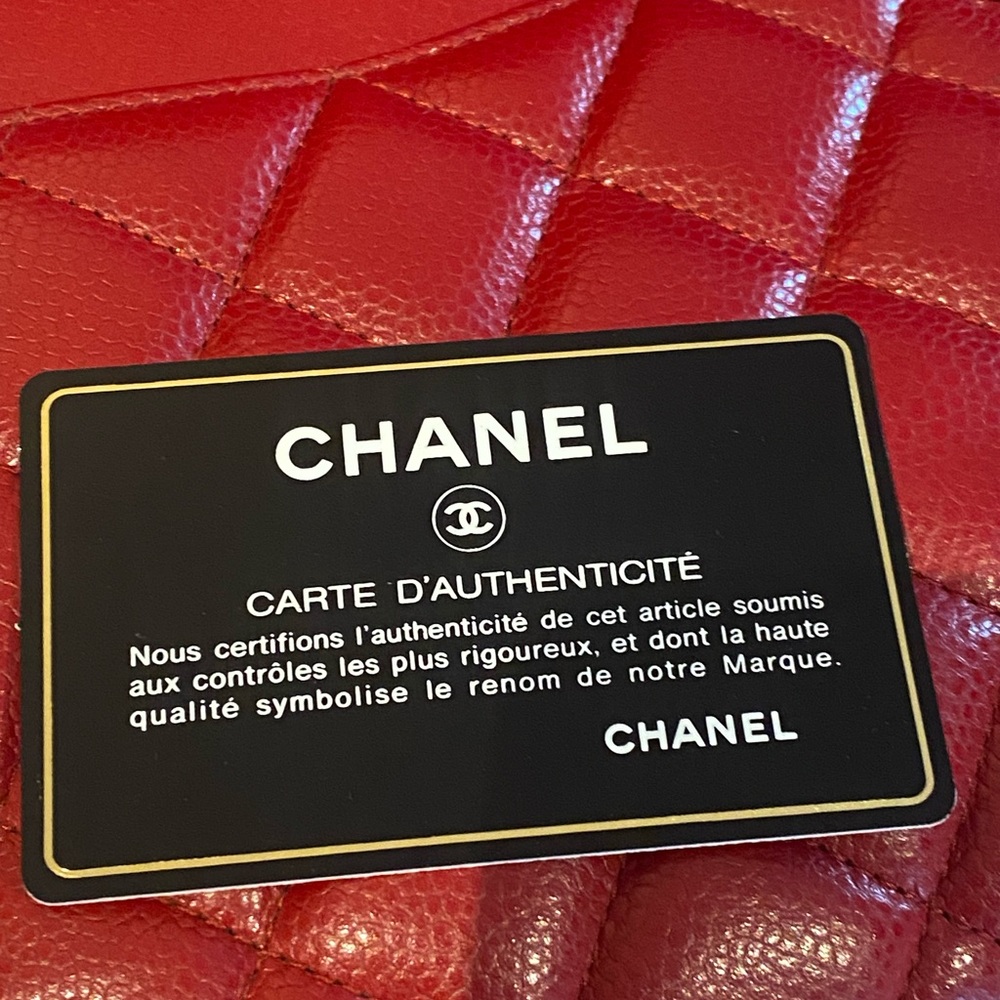🔥🔥FLASH SALE🔥🔥💯 Authentic Chanel Jumbo Caviar Red Quilted Leather Bag - Picture 9 of 14